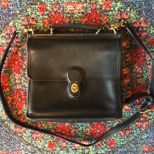Vintage leather black coach bag